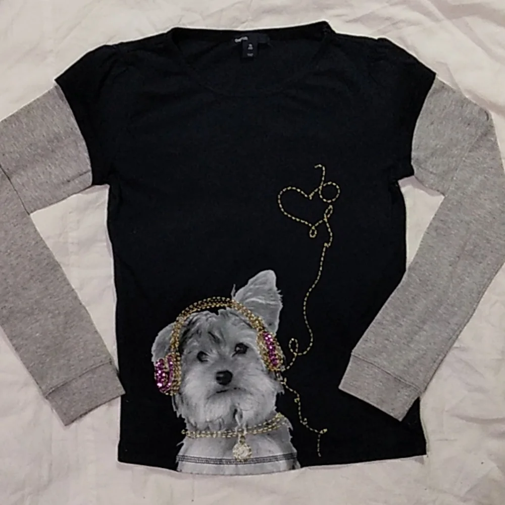 GapKids Girl's Long Sleeve Shirt.  Sequins..  Blue and Gray.